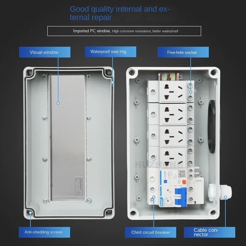 Rain-Proof Outdoor Bathroom Waterproof Socket Air Open Outdoor Waterproof Box Power Electric Car Charging Distribution Box