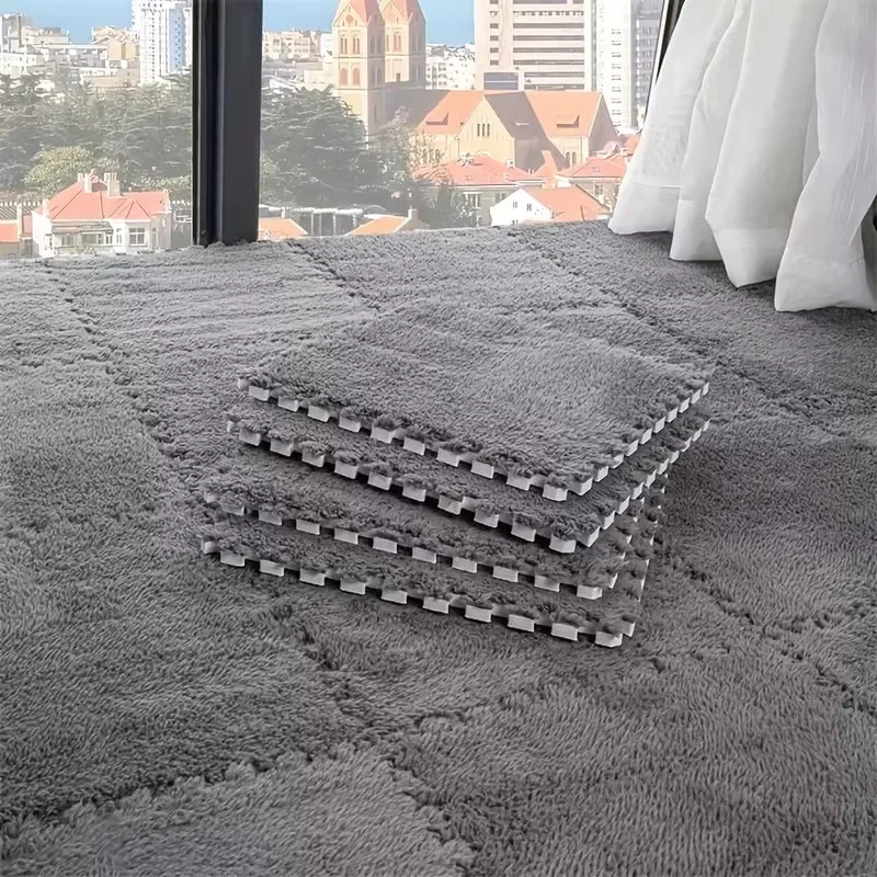 

20Pcs Plush Patchwork Mat Non Slip Modular Floor Rug Washable Soft Puzzle Mat Suitable for Bedrooms Living Rooms Other Settings