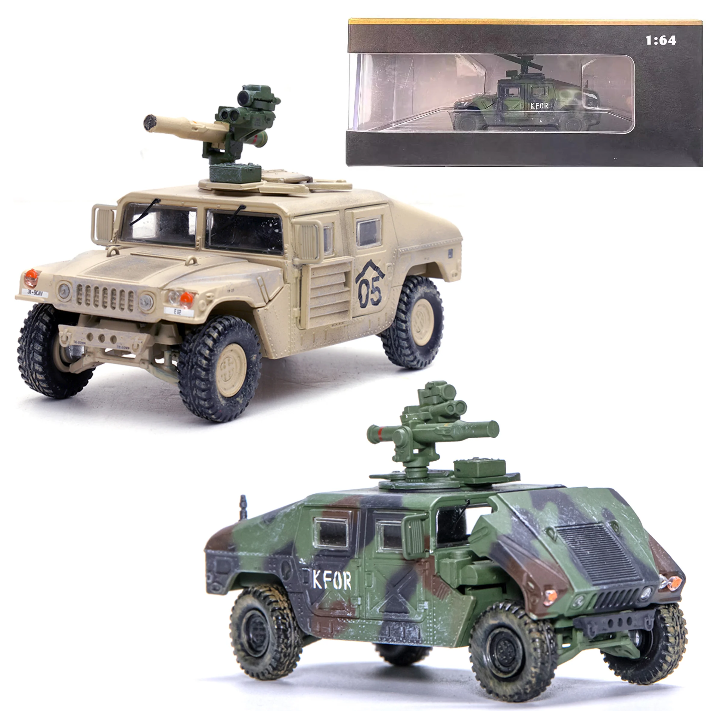 1: 64 US M1046 HMMWV Tactical Vehicle Model Anti Tank Missile Version Wheel Steering Alloy Collection Model