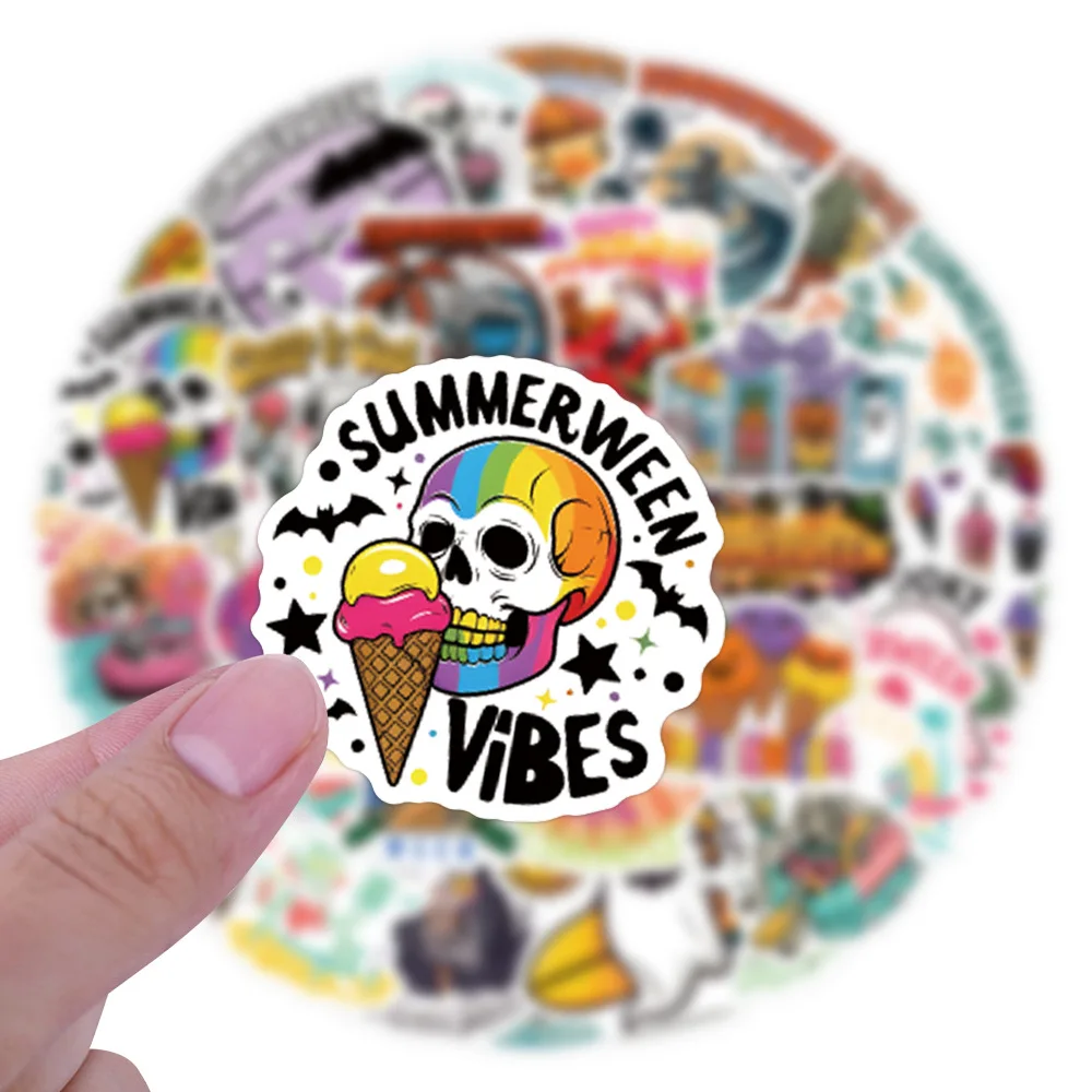 10/50PCS Summerween Graffiti Stickers Funny Skeleton Ghost Cartoon Creativity Decoration DIY Toys Laptop Guitar Car Bike Decals