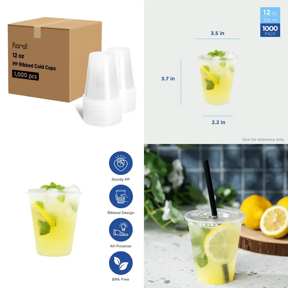 

Ребристые холодные чашки, одноразовые чашки из полипропилена на 12 унций (90 мм), упаковка по 1000 штук, оптовая упаковка для обслуживания напитков