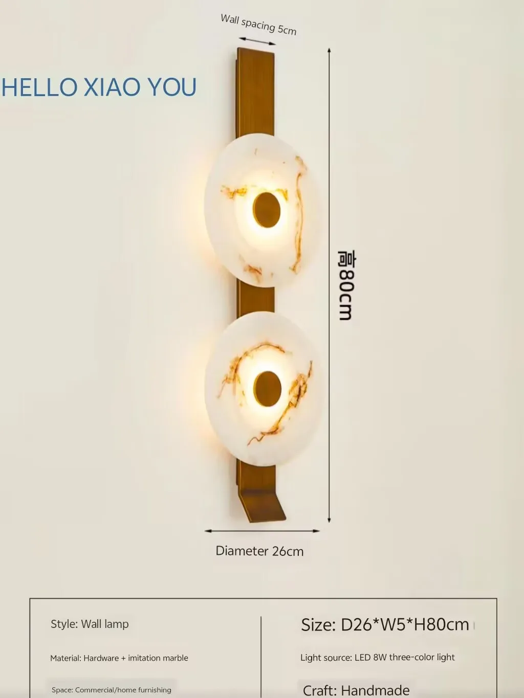 Medieval imitation marble wall lamp, French long style wall lamp, retro designer bedside lamp for bedroom
