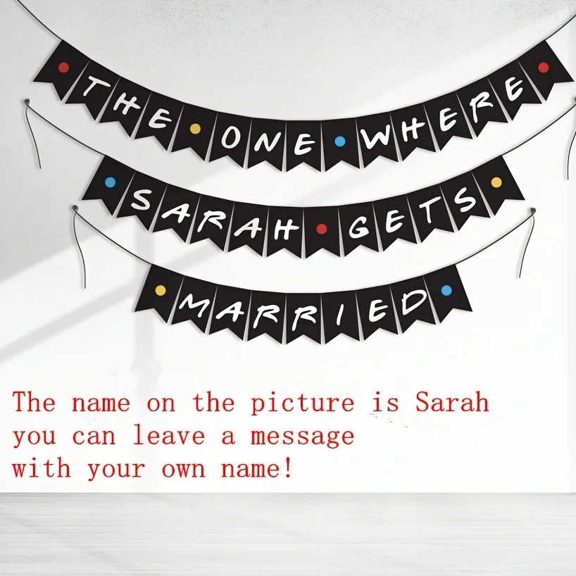 カスタマイズ可能なパーティーバナー、パーソナライズされた名前付き、友人、ブライダルシャワーパーティーバナー、友人テーマガーランド