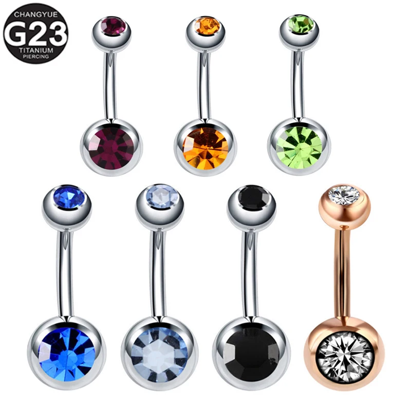 

1Pc Belly Button Piercing Belly Button Rings G23 Titanium Premium Gem Stone Navel Buckle Women Navel Piercing Body Jewelry 14G