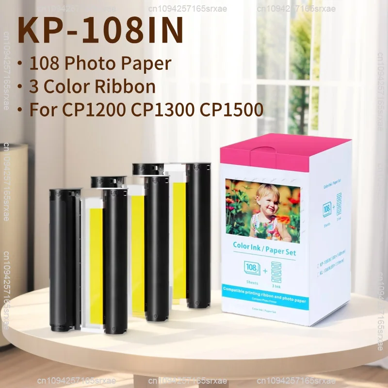 

6inch Photo Paper&Color Ribbon KP108 for Canon Selphy CP1500 CP1200 CP1300 Photo Printer CP1500 Color Ribbon 108 Photo Paper 4R