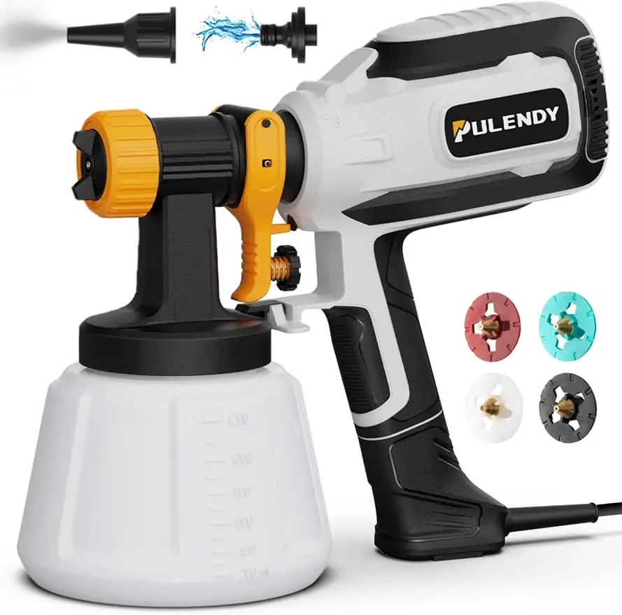 

Paint-Sprayer 700W HVLP Spray Gun with Cleaning & Blowing Joints 4 Nozzle Sizes & 3 Spray Patterns Easy to Clean for Furniture