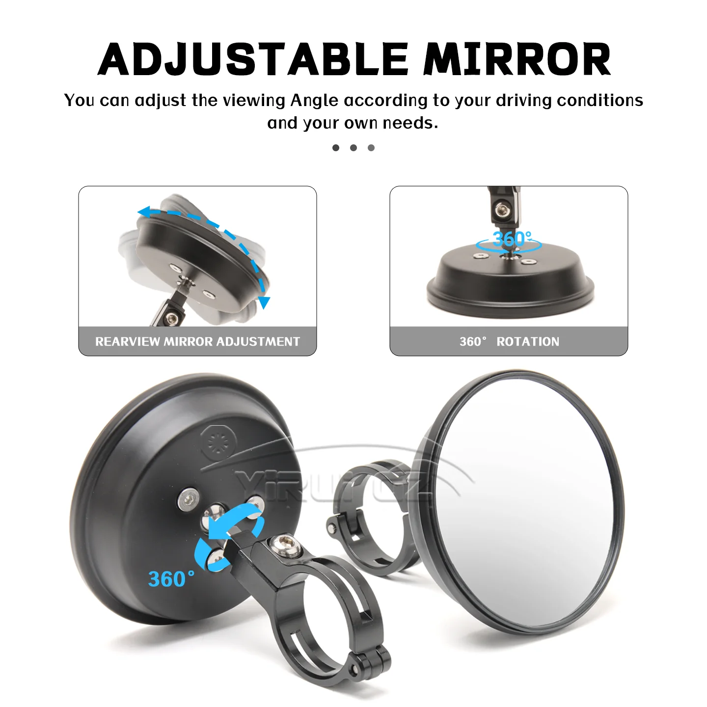 Acessórios para Motocicleta Yamaha xsr900 MT-07 MT-09 MT-03 World Raid Espelho Retrovisor Redondo Ajustável 360 °   Espelhos de Ângulo Amplo