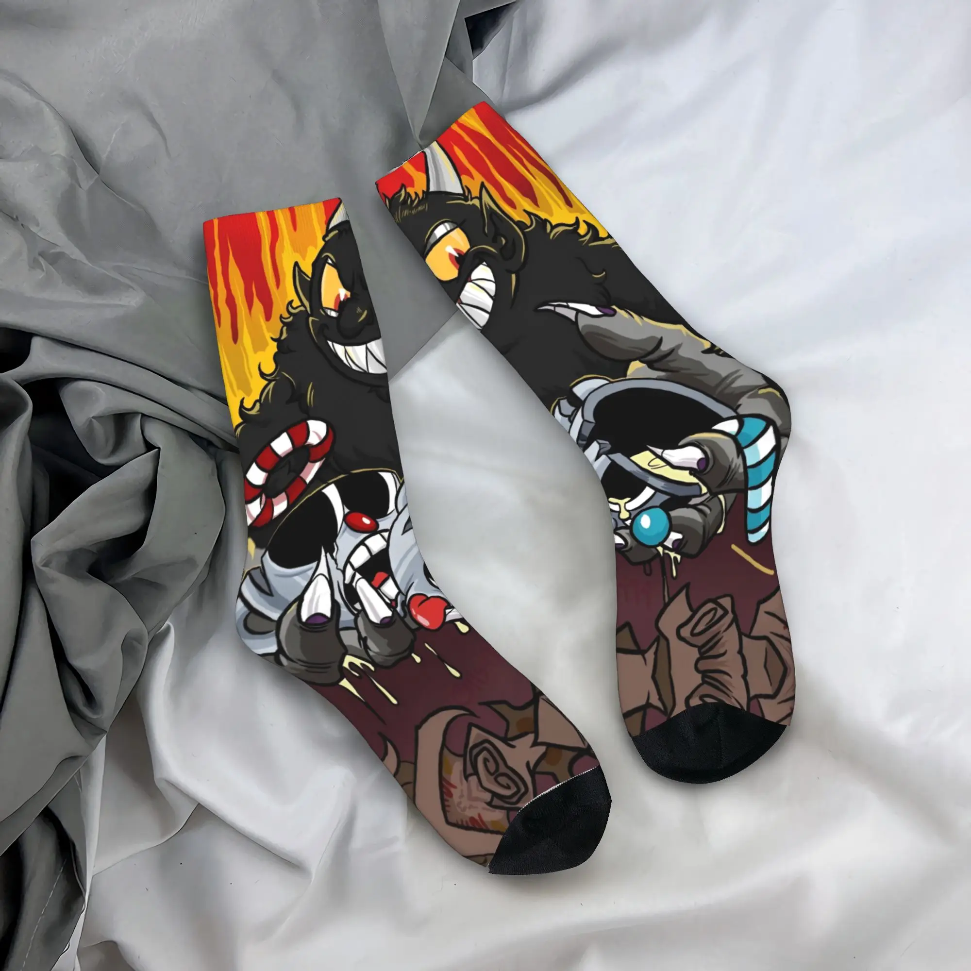 

Носки с героями мультфильмов Cuphead, современные чулки, осенние противоскользящие мужские носки, высококачественные велосипедные носки с графикой