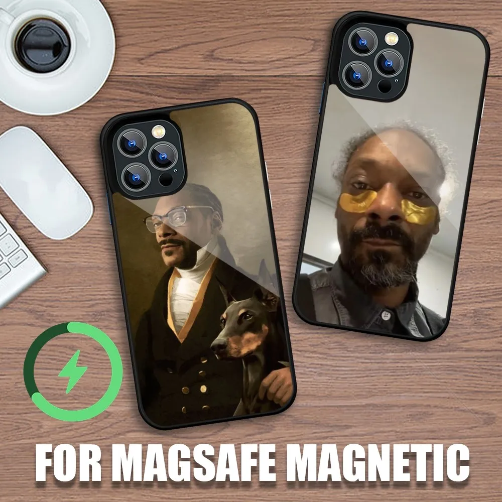 S-Snoop D-Dogg Rapper Funny Phone Case For iPhone 11 12 13 14 15 Plus Pro Max Charging Magsafe Magnetic Wireless Cover