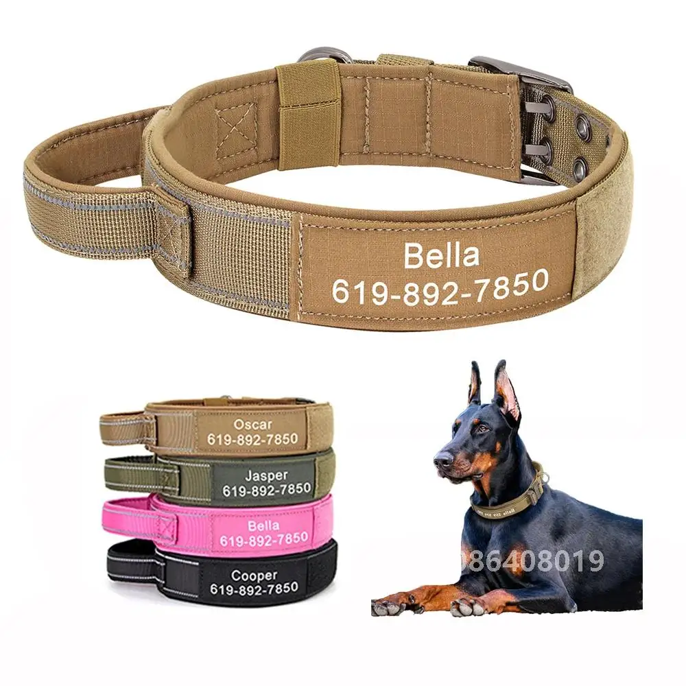 Military Tactical Dog Collar Personalized Strong Dog Training Collars With Handle Durable For Medium Large Dogs German Shepard