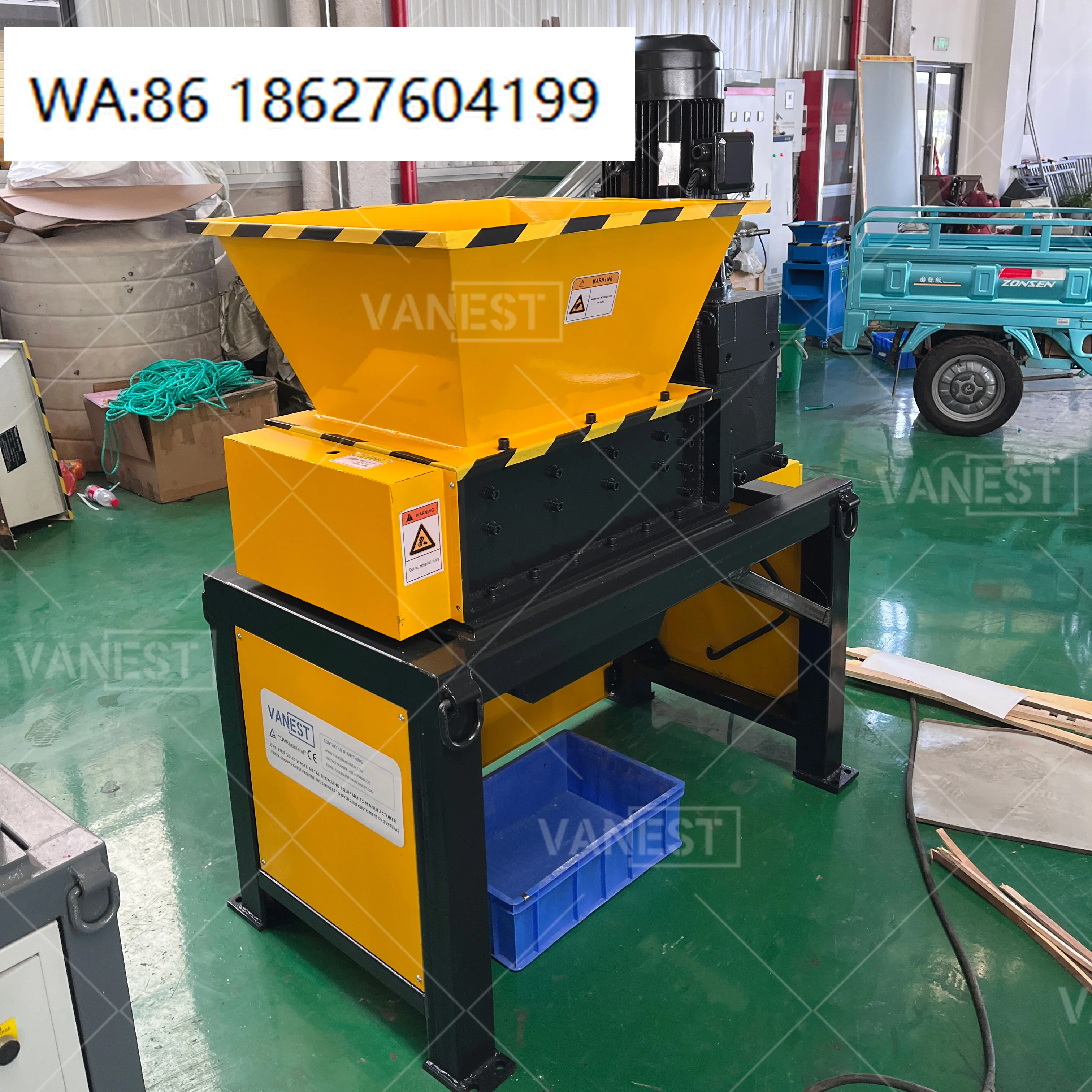 Small Scale Waste Recycling Shredder For Plastic Waste, Wood Chipping & Thin Scrap Metal Material Size Reduction