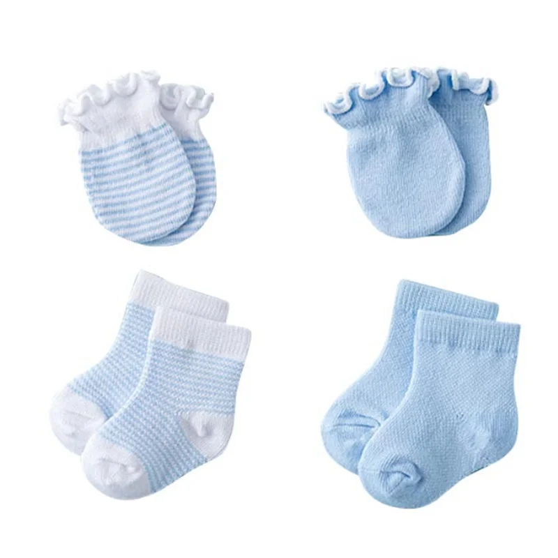 New 0-6 months old baby socks with anti scratch gloves newborn baby socks set