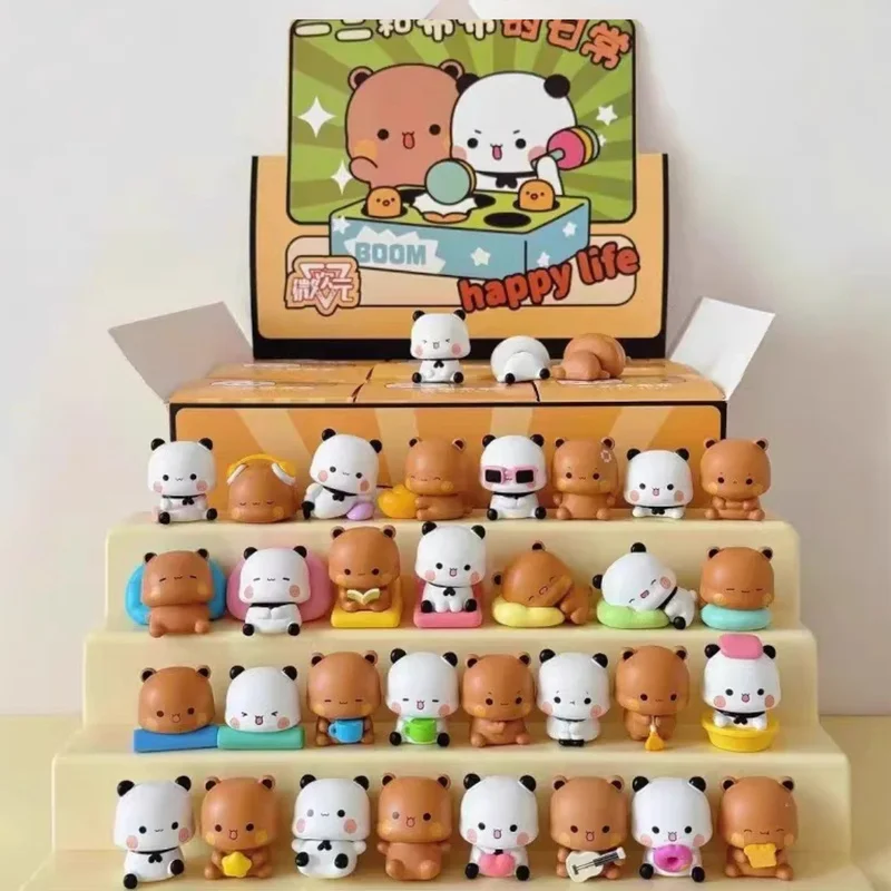 Kotak Buta Mini Lucu Ornamen Desktop Buatan Tangan Seri Harian Asli Mainan Trendi untuk Anak Perempuan Ide Hadiah Patung Koleksi