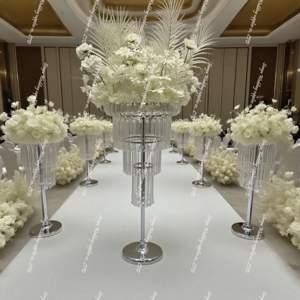 H80cm/110cm 5/10/15 pcs f10 Tiered Wedding Acrylic Led Lighted  Centerpiece Candelabra acrylic Wedding Candle Centerpieces