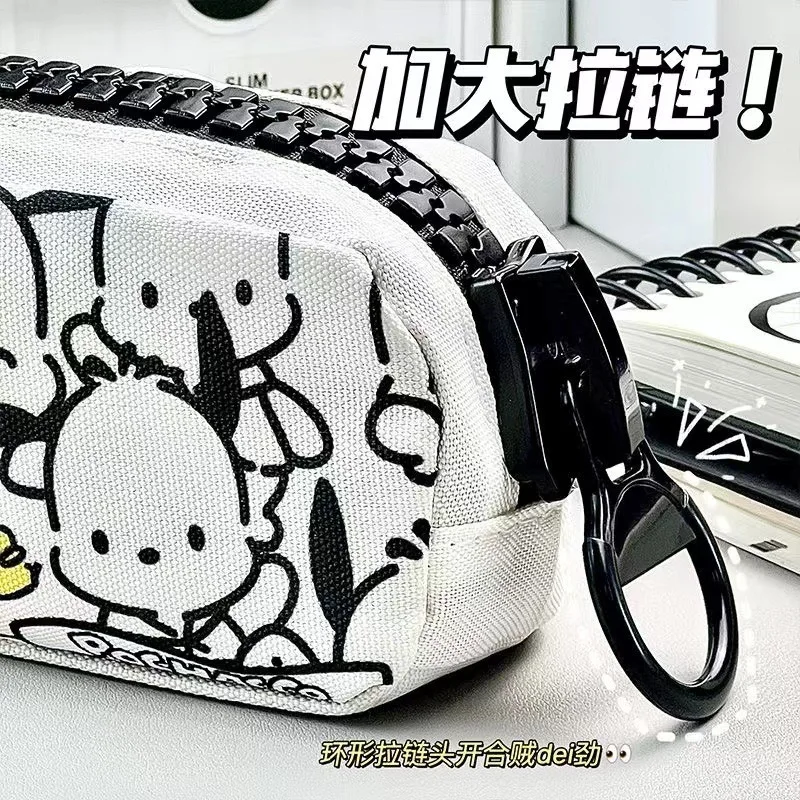 Sanrio Pochacco Printed Large Zippered Pencil Case For Japanese Students, High Appearance Cartoon Cute Stationery Storage Bag