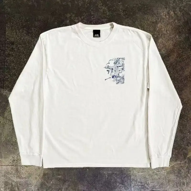 

Men's Hip Hop Oversized T-shirt White Long Sleeve Cotton Y2K Streetwear Top Women's Autumn Fashion Letter Print Casual Clothing