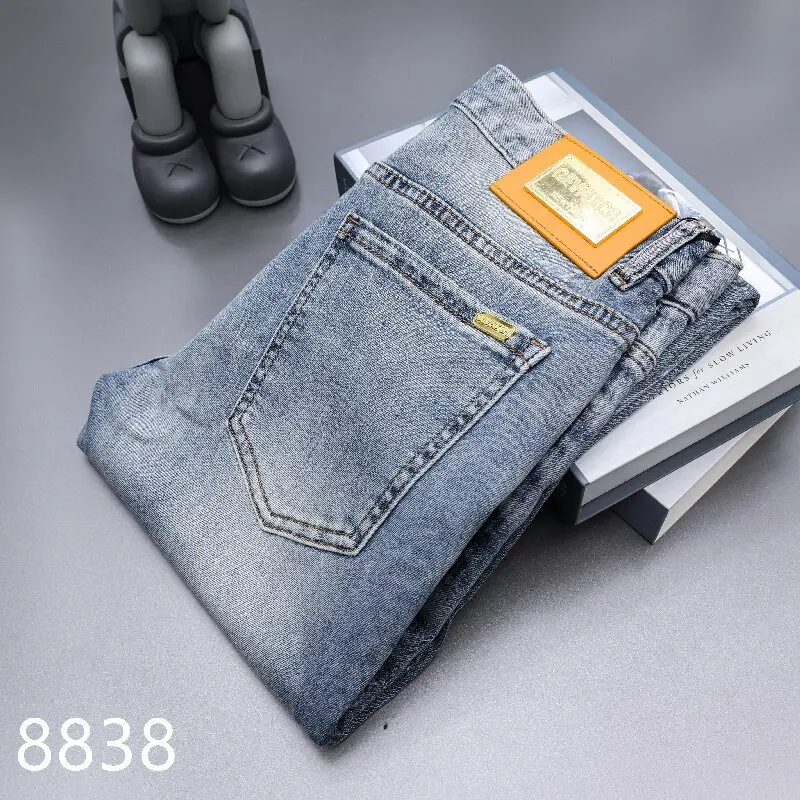 

Fashion high-end jeans men's summer thin trendy simple and light luxury men's clothing slim-fitting small straight casual pants