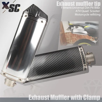 Motorcycle 38mm Exhaust Muffler Recarbon Carbon Fiber Silent Exhaust Pipe Back cedr Rear End Universal 125cc-160cc Dirt Pit Bike