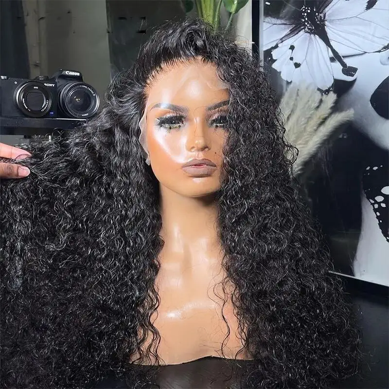 

Soft Long 26Inch 180Density Natural Black Kinky Curly Lace Front Wig For Women With Baby Hair Daily Preplucked Glueless Fashion