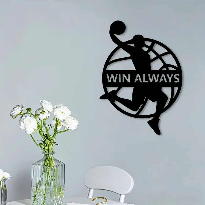 CIFBUY Iron Wall Art Dynamic Basketball Player Metal Sculpture Rustproof Mural for Indoor Outdoor Room Fence Sports Fan Gift
