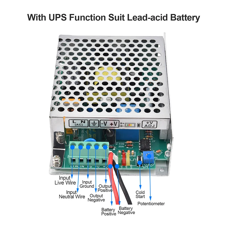 35W SC Series Switching Power Supply with UPS Function Charger Voltage 13.8V 27.6V Lead-acid Battery for Motor Control Equipment