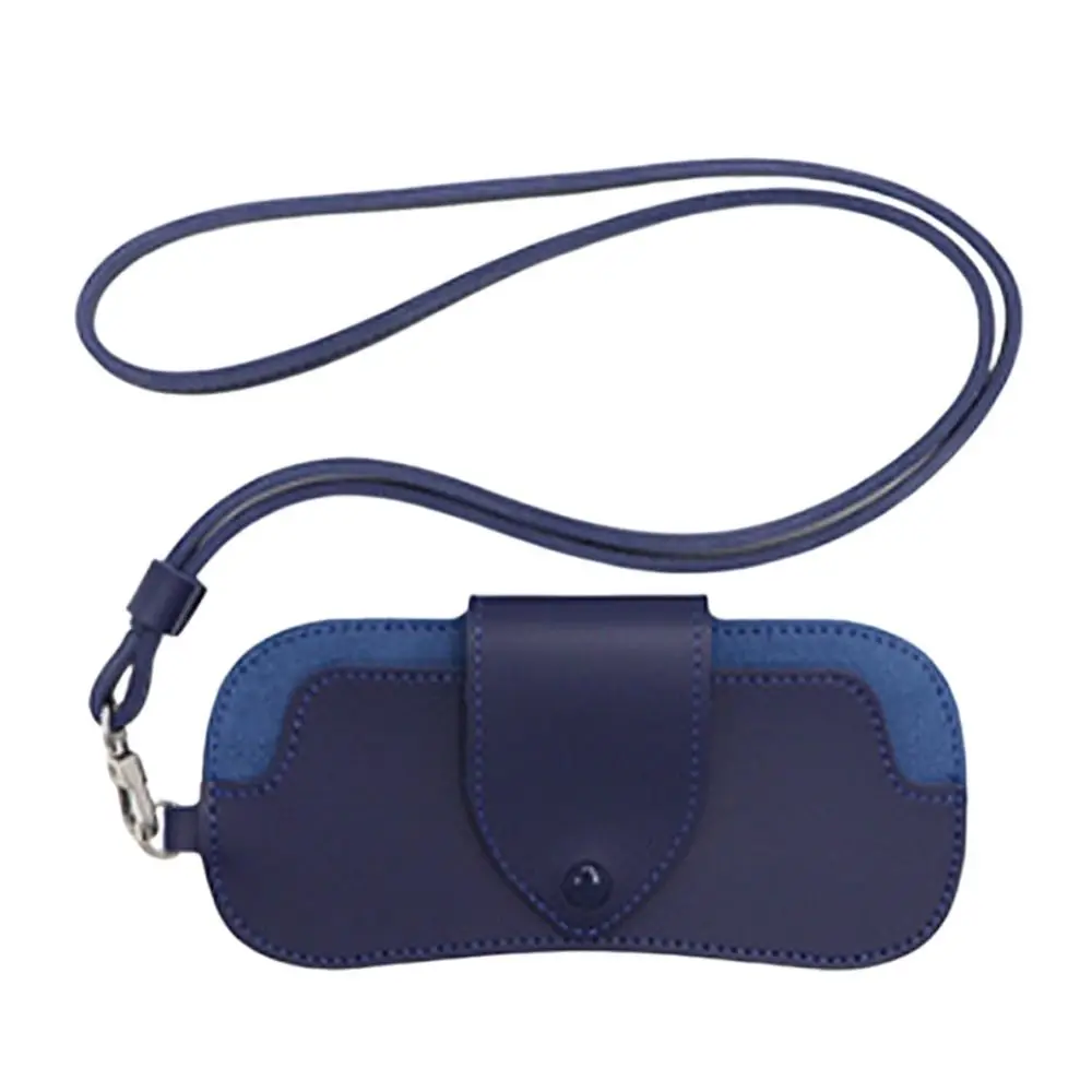 PU Leather Sunglasses Storage Bag Solid Color Durable Hanging Sunglasses with Lanyard Porable SunGlasses Holder