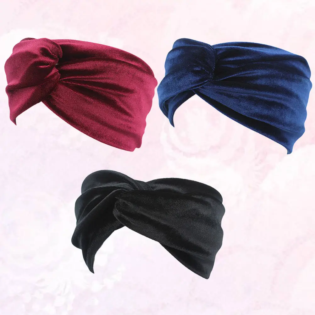 

Набор из 3-х премиальных мягких эластичных повязок для волос для женщин: регулируемые, нескользящие, удобные, стильные, универсальный размер