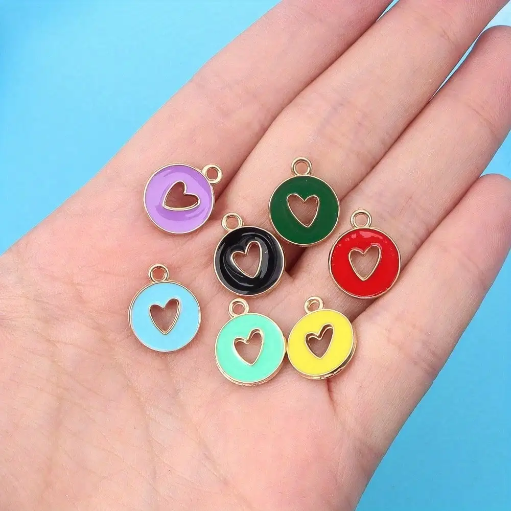 2/14/30pcs Multi-color Heart-shaped Hollowed-out Pendants,Diy Bracelets Necklaces Earrings, for Valentine's Day Gift Accessories