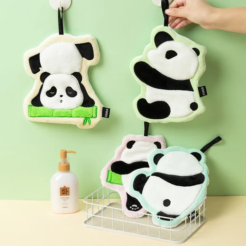 Giant Panda Hand Towel, Cute Cartoon, Absorbent Coral Fleece, Kitchen Rag, 3 Layers, Thickened Handkerchief, Gift