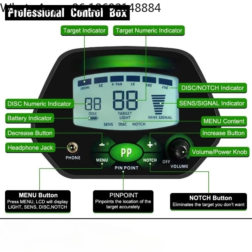 MD-4090 High sensitivity underground metal detector 8.5inch waterproof detection disc backlight screen does no contain batteries