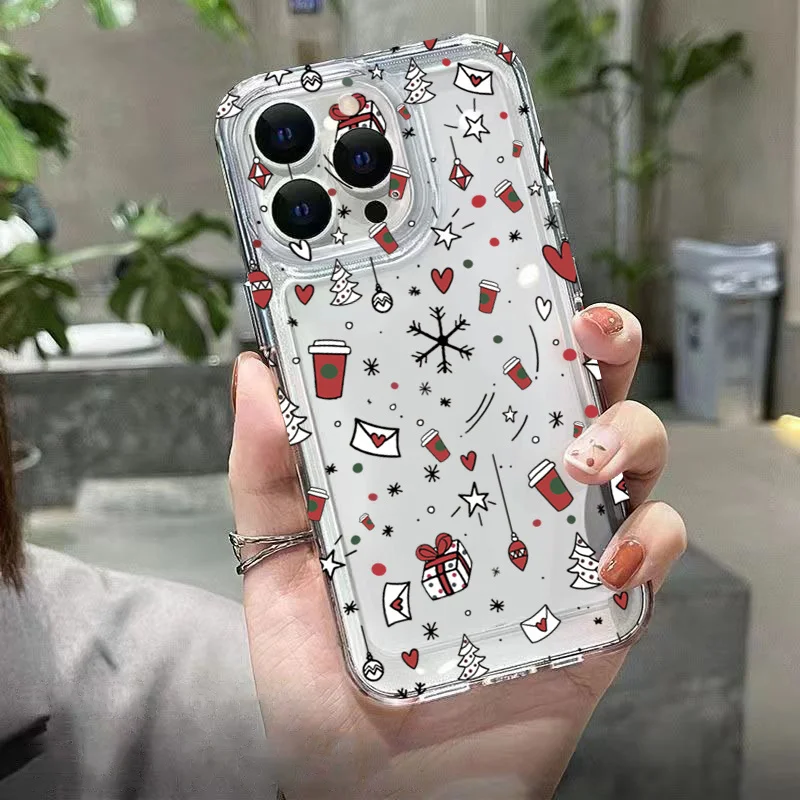Case For Samsung Galaxy S24 S23 Ultra S22 Plus S21 FE A14 A34 A54 A33 A53 A55 A35 A15 Luxury Cartoon Christmas Soft Phone Cover