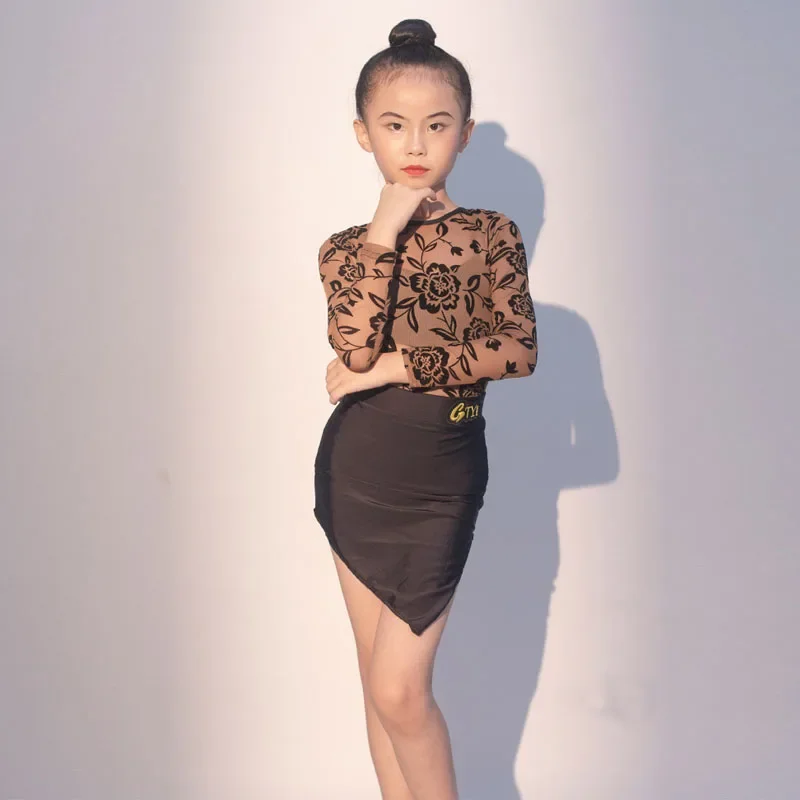 

Latin Dance Costume 2023 Autumn/Winter New Advanced Female Children's Training and Performance Dance Suit Set
