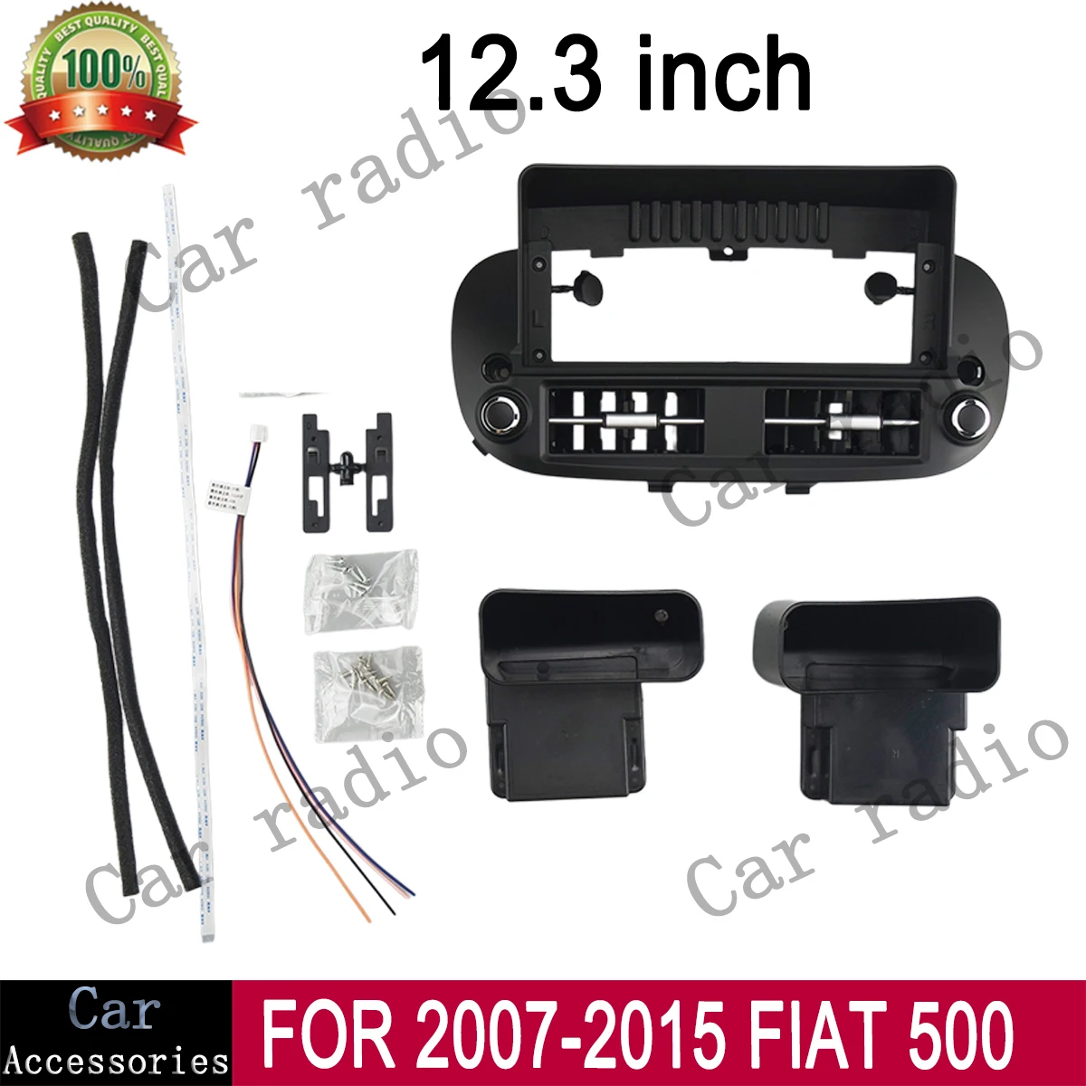 For 2007-2015 FIAT 500 12.3 Inch Car Radio Android Stereo Frame Player Head Unit Fascia Panel Dash Board Cover