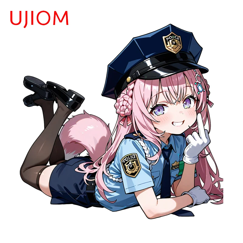 UJIOM Police Hakui Koyori Holove Wall Stickers Beautiful Police Girl Bathroom Organizer Decal Adhesive Murals Decor Accessories