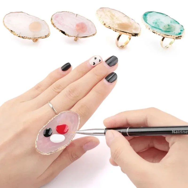 

1 Pc Resin Stone nail art Ring Palette Finger Ring Plate Acrylic UV Gel Polish Display Rack False Nails Tips Manicure Tool