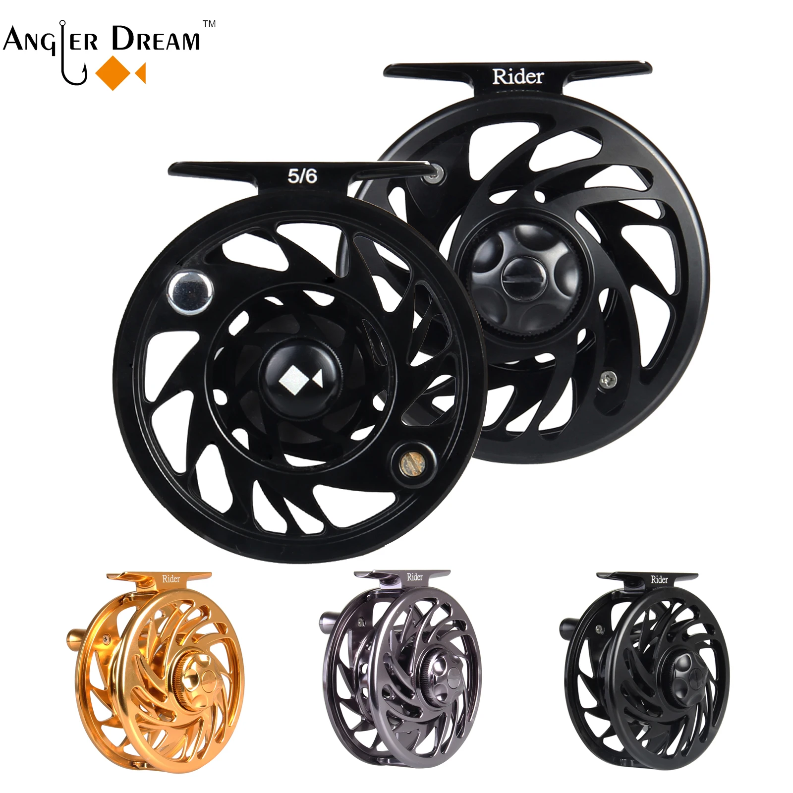 Rider Fly Reel 3/4WT 5/6WT 7/8WT 9/10WT CNC Machined Aluminum Fly Fishing Reels Black/Gunsmoke/Gold Fly Reels