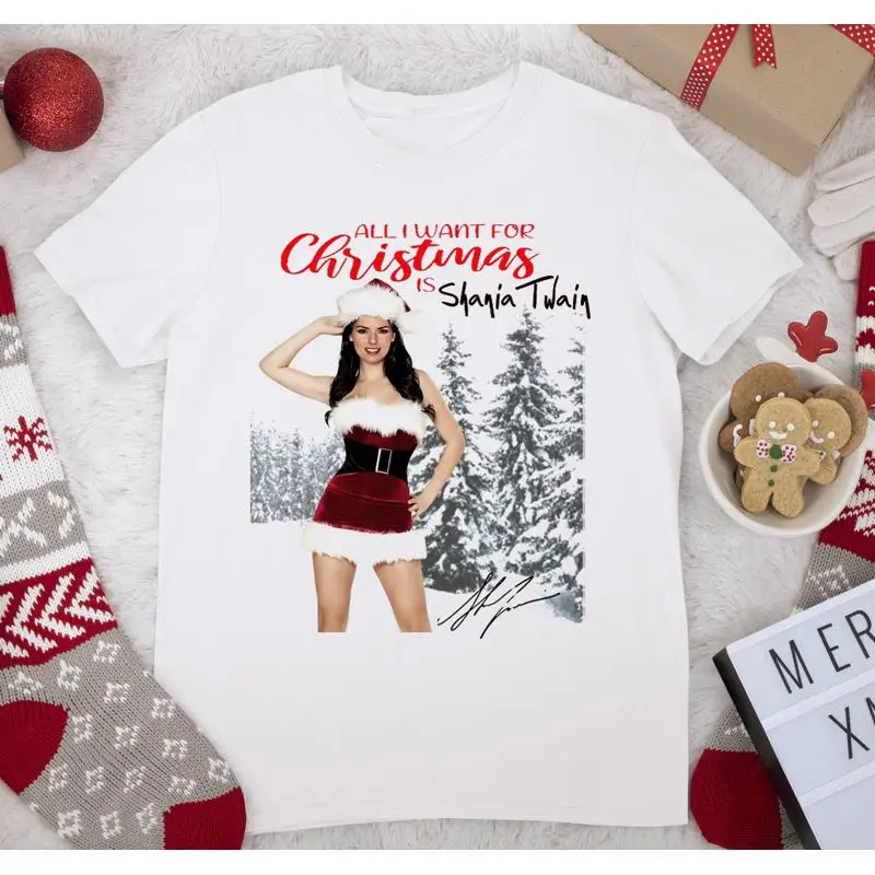 Tudo que eu quero para o Natal é Shania Twain Camiseta tamanho branco HT270