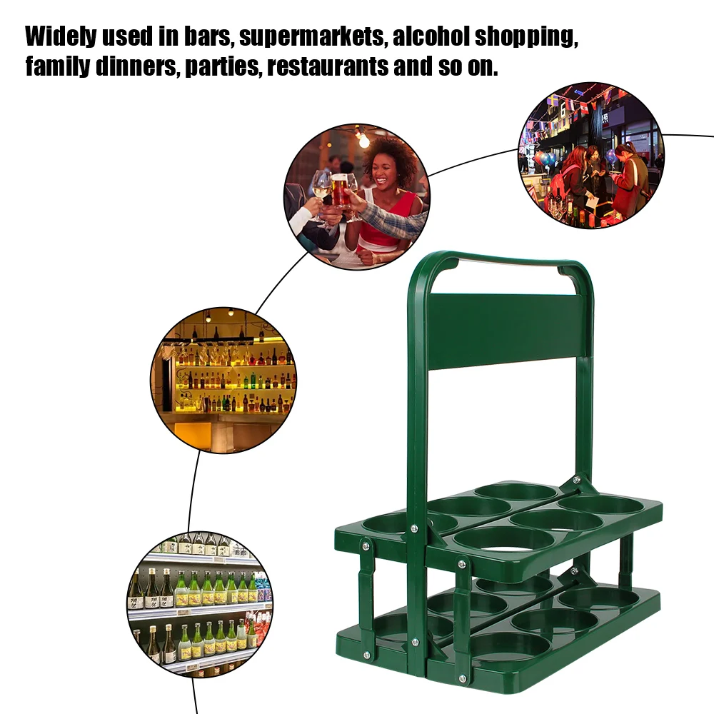 Reusable Bar Beverage Display Basket Beer Bottle Carrier Cup Organizer Durable Foldable Drink Caddy Holder 6 Pack Wine Rack