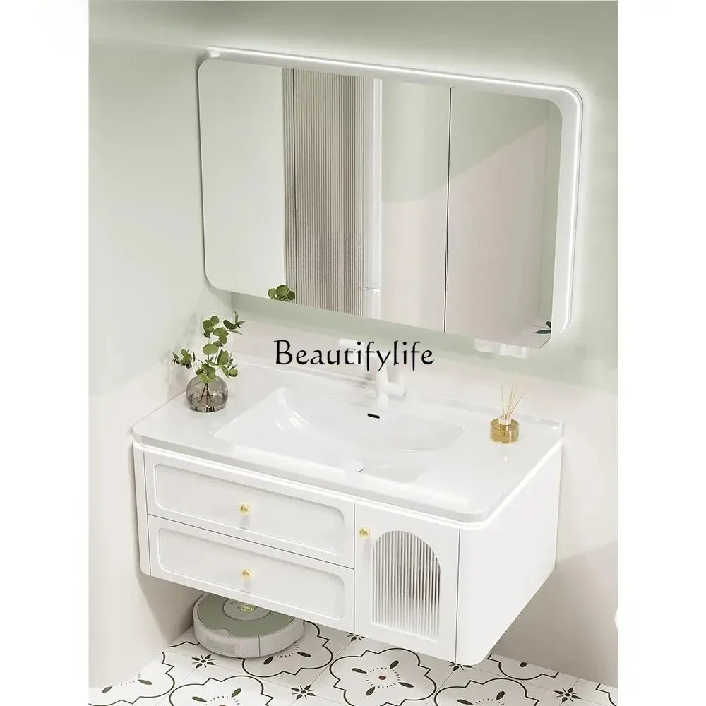 

FG17Stainless Steel Bathroom Cabinet Hot Bending Integrated Basin Wash Table Hand Wash Basin