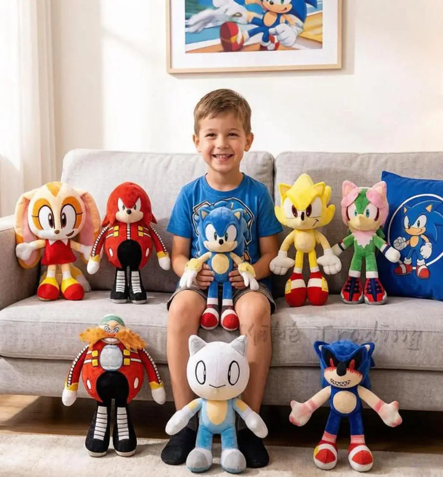 

Children's Soothing Toy Super Sonic 30CM Plush Doll Shadow the Hedgehog Amy Tails Eggman Jet the Hawk Doll Collection Gift