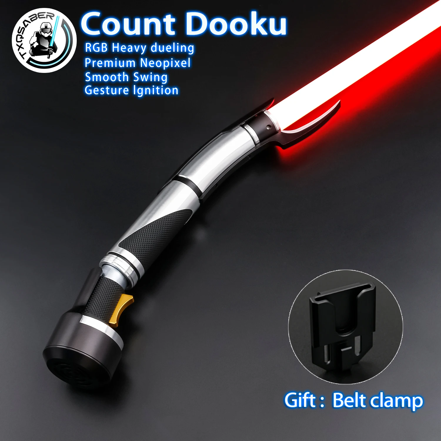 

TXQSaber High Quality Count Dooku Replica Metal Hilt Heavy Dueling RGB NeoPixel Proffie Laser Sword Color Changing Cosplay Gift