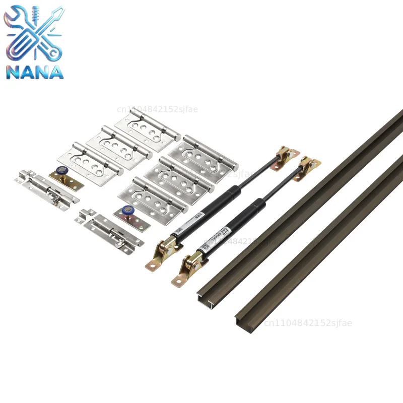 Milk tea shop cafe up and down folding window track hardware accessories air pressure telescopic solid wood fra