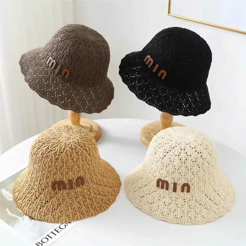 hat sunshade and woven fisherman women's seaside vacation outing hollow breathable