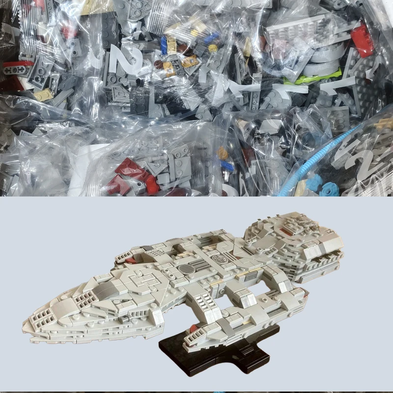 MOC Battlestar Galactica Space Military Building Blocks DIY Creative ideas Spaceship Battle Model Brick Kids Toy Birthday Gift