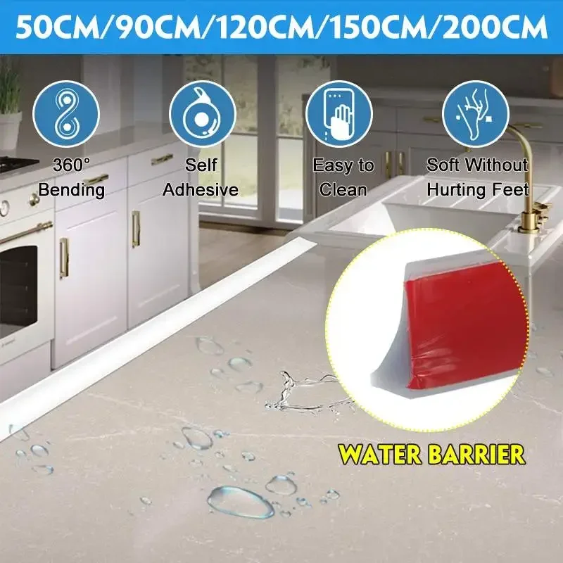 Aanrecht Waterbarrière Strip Water Blokkering Strips Droge & Natte Scheiding Siliconen Afdichting Strip Voor Keuken Badkamer Wastafel