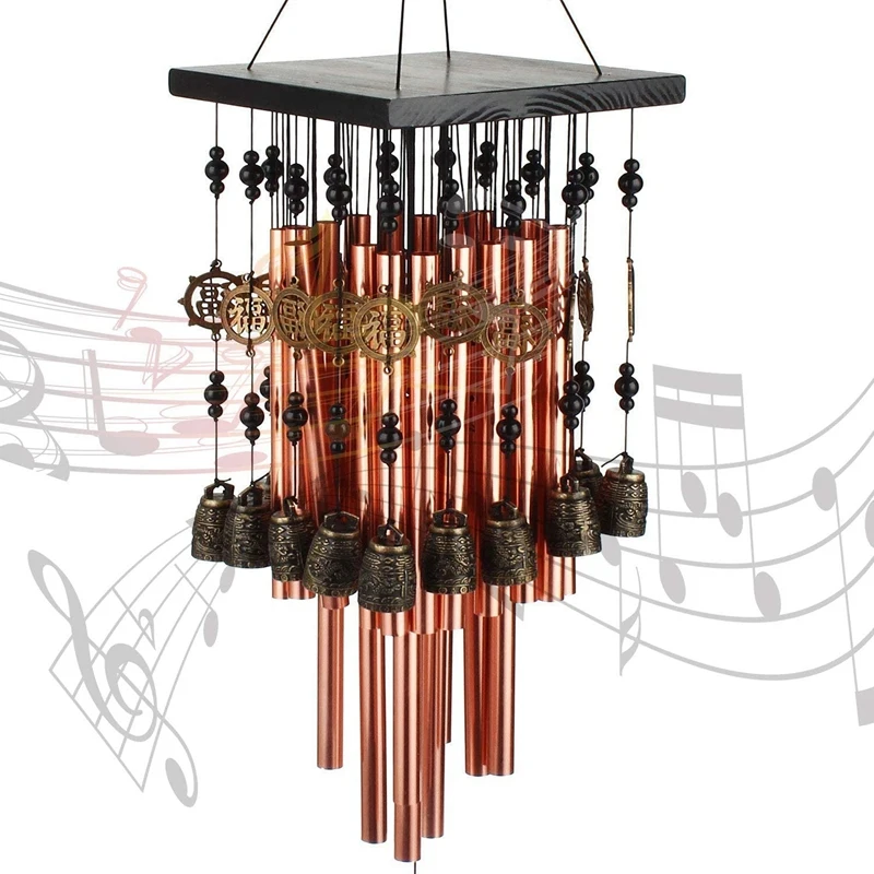 Outdoor Indoor Metalen Buis Wind Chime Met Koperen Bel Grote Windchimes Voor Patio Tuin Terras Decoratie 80Cm