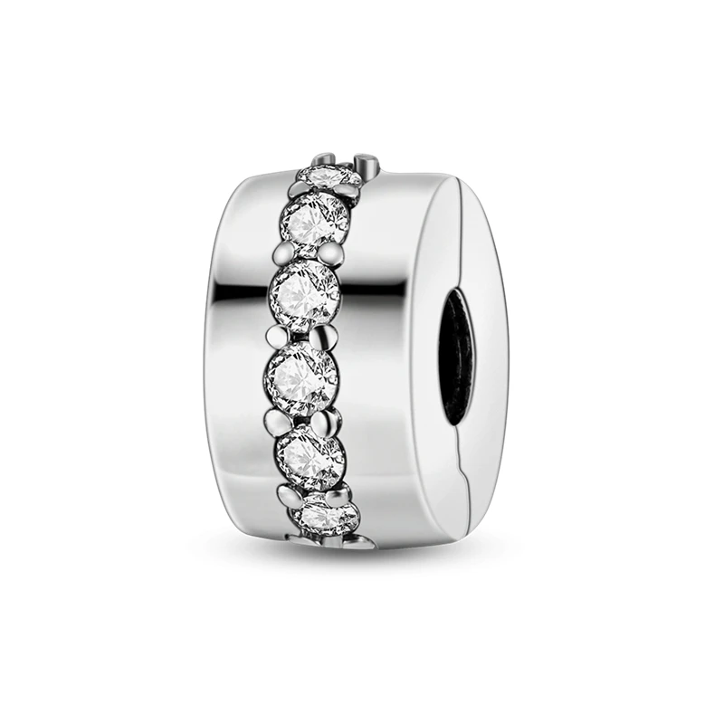 CZ Clip Silver Plated Clear Pave Clip Charm Zircon Beads fit Original MULA Bracelets  Jewelry Making