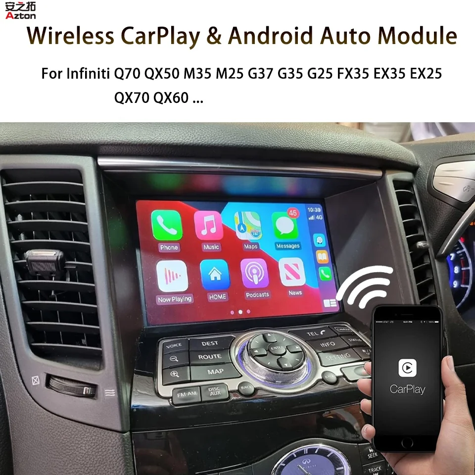 Wireless Android Auto Apple CarPlay Upgrade Module for Infiniti G37 G35 M35 M25 QX60 QX70 Q70 FX EX Car Multimedia Interface