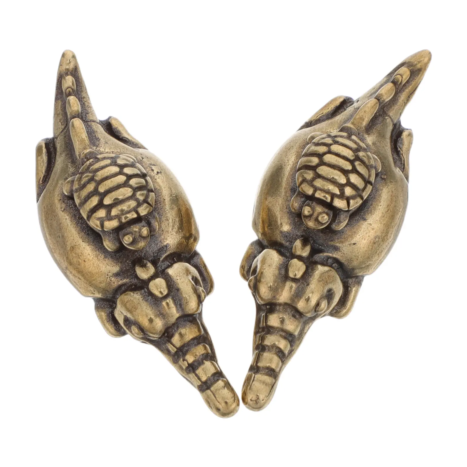 

Набор из 2 латунных ручек для ящиков: черепаха на крокодиле, морской стиль, декоративная фурнитура, золотистое покрытие