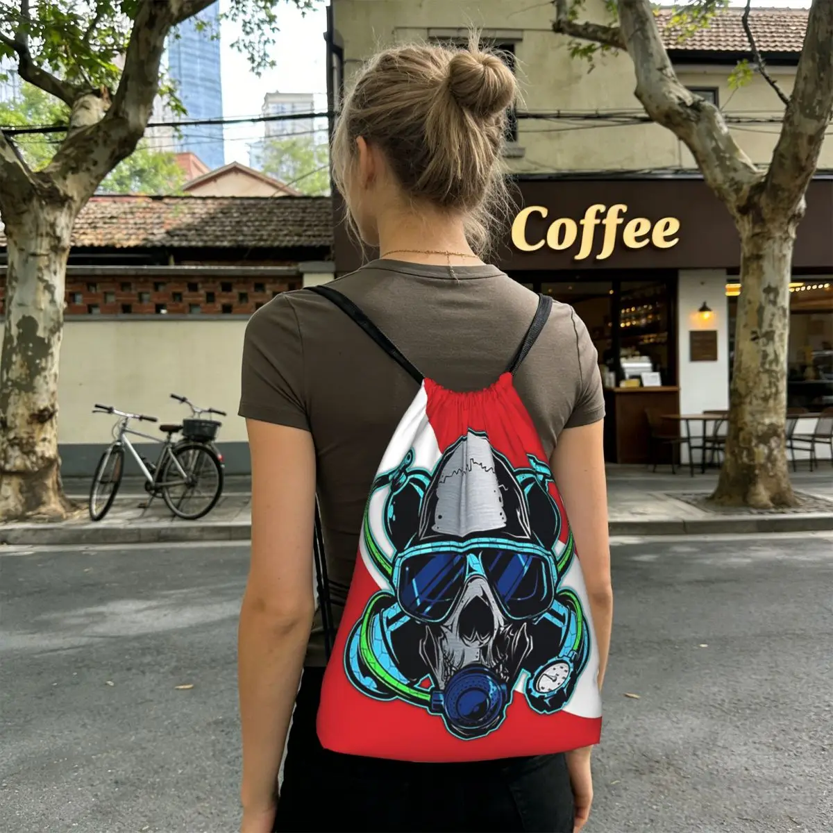 Scuba Diver Flag Dive Diving Backpacks Lässige Turnbeutel mit Kordelzug, Sporttasche, Büchertaschen für Reisen, Schule